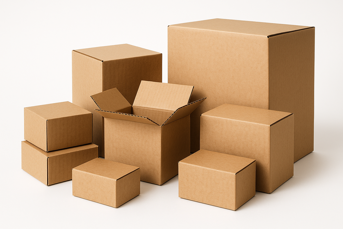 different size brown corrugated cardboard boxes, it has to be professional picture for shopify store for cardboard boxes supply website
